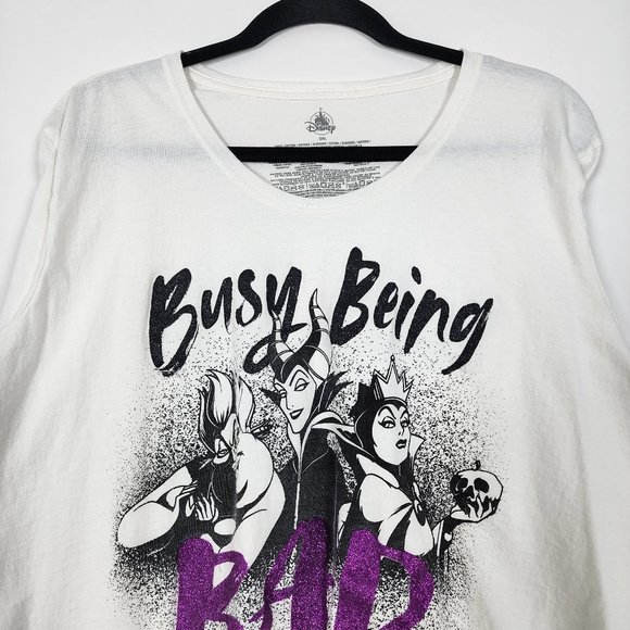 Disney Parks Busy Being Bad Glitter Evil Womens 3XL Short Sleeve Graphic T Shirt - Picture 3 of 10